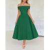 imageZESICA Cocktail Dress for Womens Elegant Off Shoulder Short Sleeve Swing A Line Wedding Evening Party Midi DressesGreen