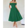 imageZESICA Cocktail Dress for Womens Elegant Off Shoulder Short Sleeve Swing A Line Wedding Evening Party Midi DressesGreen