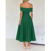 imageZESICA Cocktail Dress for Womens Elegant Off Shoulder Short Sleeve Swing A Line Wedding Evening Party Midi DressesGreen