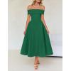 imageZESICA Cocktail Dress for Womens Elegant Off Shoulder Short Sleeve Swing A Line Wedding Evening Party Midi DressesGreen