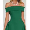 imageZESICA Cocktail Dress for Womens Elegant Off Shoulder Short Sleeve Swing A Line Wedding Evening Party Midi DressesGreen
