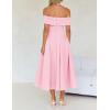 imageZESICA Cocktail Dress for Womens Elegant Off Shoulder Short Sleeve Swing A Line Wedding Evening Party Midi DressesPink