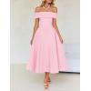 imageZESICA Cocktail Dress for Womens Elegant Off Shoulder Short Sleeve Swing A Line Wedding Evening Party Midi DressesPink