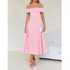 imageZESICA Cocktail Dress for Womens Elegant Off Shoulder Short Sleeve Swing A Line Wedding Evening Party Midi DressesPink
