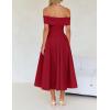 imageZESICA Cocktail Dress for Womens Elegant Off Shoulder Short Sleeve Swing A Line Wedding Evening Party Midi DressesRed