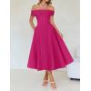 imageZESICA Cocktail Dress for Womens Elegant Off Shoulder Short Sleeve Swing A Line Wedding Evening Party Midi DressesRose