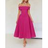 imageZESICA Cocktail Dress for Womens Elegant Off Shoulder Short Sleeve Swing A Line Wedding Evening Party Midi DressesRose