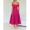 imageZESICA Cocktail Dress for Womens Elegant Off Shoulder Short Sleeve Swing A Line Wedding Evening Party Midi DressesRose