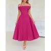 imageZESICA Cocktail Dress for Womens Elegant Off Shoulder Short Sleeve Swing A Line Wedding Evening Party Midi DressesRose