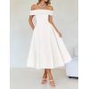 imageZESICA Cocktail Dress for Womens Elegant Off Shoulder Short Sleeve Swing A Line Wedding Evening Party Midi DressesWhite