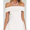 imageZESICA Cocktail Dress for Womens Elegant Off Shoulder Short Sleeve Swing A Line Wedding Evening Party Midi DressesWhite