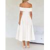 imageZESICA Cocktail Dress for Womens Elegant Off Shoulder Short Sleeve Swing A Line Wedding Evening Party Midi DressesWhite