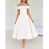 imageZESICA Cocktail Dress for Womens Elegant Off Shoulder Short Sleeve Swing A Line Wedding Evening Party Midi DressesWhite