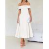 imageZESICA Cocktail Dress for Womens Elegant Off Shoulder Short Sleeve Swing A Line Wedding Evening Party Midi DressesWhite