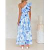 imageZESICA Womens 2025 Boho Floral Sleeveless Maxi Dress Ruffle One Shoulder Elatsic High Waist Beach Party Long DressesLight Blue