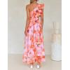 imageZESICA Womens 2025 Boho Floral Sleeveless Maxi Dress Ruffle One Shoulder Elatsic High Waist Beach Party Long DressesOrange
