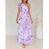 imageZESICA Womens 2025 Boho Floral Sleeveless Maxi Dress Ruffle One Shoulder Elatsic High Waist Beach Party Long DressesPurple