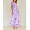 imageZESICA Womens 2025 Boho Floral Sleeveless Maxi Dress Ruffle One Shoulder Elatsic High Waist Beach Party Long DressesPurple