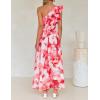 imageZESICA Womens 2025 Boho Floral Sleeveless Maxi Dress Ruffle One Shoulder Elatsic High Waist Beach Party Long DressesRed