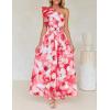 imageZESICA Womens 2025 Boho Floral Sleeveless Maxi Dress Ruffle One Shoulder Elatsic High Waist Beach Party Long DressesRed