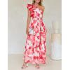 imageZESICA Womens 2025 Boho Floral Sleeveless Maxi Dress Ruffle One Shoulder Elatsic High Waist Beach Party Long DressesRed