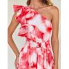 imageZESICA Womens 2025 Boho Floral Sleeveless Maxi Dress Ruffle One Shoulder Elatsic High Waist Beach Party Long DressesRed