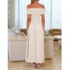 imageZESICA Womens Off The Shoulder Maxi Dress 2025 Summer Sleeveless Casual Slim Swing Pleated Formal Party DressesApricot