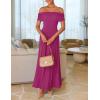 imageZESICA Womens Off The Shoulder Maxi Dress 2025 Summer Sleeveless Casual Slim Swing Pleated Formal Party DressesDragon Fruit
