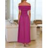 imageZESICA Womens Off The Shoulder Maxi Dress 2025 Summer Sleeveless Casual Slim Swing Pleated Formal Party DressesDragon Fruit