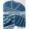 imageZESICA Womens Striped Sweater Dress 2025 Spring Long Sleeve V Neck Button Elegant Slim Fit Bodycon Knit DressesDusty Blue