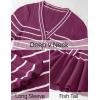 imageZESICA Womens Striped Sweater Dress 2025 Spring Long Sleeve V Neck Button Elegant Slim Fit Bodycon Knit DressesFuchsia