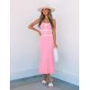 imageZESICA Womens Summer Strapless Bodycon Midi Dress 2025 Off Shoulder Ribbed Knit Cocktail Party Long DressesPink