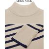 imageZESICA Womens Winter Sweaters Casual Turtleneck Long Sleeve Striped Side Slit Loose Pullover Sweater Jumper TopsNavy
