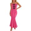imageZESICA Womens Summer Elegant Off Shoulder Maxi Dress 2025 Sleeveless Mermaid Bodycon Wedding Party Long DressesRose