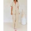 imageZESICA Womens 2025 Casual 2 Piece Outfits Short Sleeve Blazer Jacket and Wide Leg Pants Loose Business Suit SetsApricot