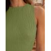 imageZESICA Womens 2025 Ribbed Tank Tops Summer Sleeveless High Neck Casual Slim Fitted Basic Knit ShirtsBean Green