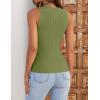 imageZESICA Womens 2025 Ribbed Tank Tops Summer Sleeveless High Neck Casual Slim Fitted Basic Knit ShirtsBean Green