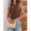 imageZESICA Womens 2025 Ribbed Tank Tops Summer Sleeveless High Neck Casual Slim Fitted Basic Knit ShirtsBrown