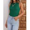 imageZESICA Womens 2025 Ribbed Tank Tops Summer Sleeveless High Neck Casual Slim Fitted Basic Knit ShirtsGreen