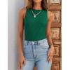 imageZESICA Womens 2025 Ribbed Tank Tops Summer Sleeveless High Neck Casual Slim Fitted Basic Knit ShirtsGreen