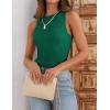 imageZESICA Womens 2025 Ribbed Tank Tops Summer Sleeveless High Neck Casual Slim Fitted Basic Knit ShirtsGreen