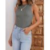 imageZESICA Womens 2025 Ribbed Tank Tops Summer Sleeveless High Neck Casual Slim Fitted Basic Knit ShirtsGrey