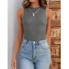 imageZESICA Womens 2025 Ribbed Tank Tops Summer Sleeveless High Neck Casual Slim Fitted Basic Knit ShirtsGrey