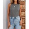 imageZESICA Womens 2025 Ribbed Tank Tops Summer Sleeveless High Neck Casual Slim Fitted Basic Knit ShirtsGrey