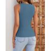 imageZESICA Womens 2025 Ribbed Tank Tops Summer Sleeveless High Neck Casual Slim Fitted Basic Knit ShirtsGreyblue