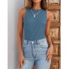 imageZESICA Womens 2025 Ribbed Tank Tops Summer Sleeveless High Neck Casual Slim Fitted Basic Knit ShirtsGreyblue