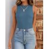 imageZESICA Womens 2025 Ribbed Tank Tops Summer Sleeveless High Neck Casual Slim Fitted Basic Knit ShirtsGreyblue