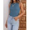 imageZESICA Womens 2025 Ribbed Tank Tops Summer Sleeveless High Neck Casual Slim Fitted Basic Knit ShirtsGreyblue