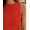 imageZESICA Womens 2025 Ribbed Tank Tops Summer Sleeveless High Neck Casual Slim Fitted Basic Knit ShirtsOrangered