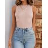 imageZESICA Womens 2025 Ribbed Tank Tops Summer Sleeveless High Neck Casual Slim Fitted Basic Knit ShirtsPink